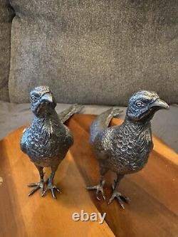 Vintage Silver Plated Pheasant Pair Weidlich Bros 2276 WB MFG CO Table Decor