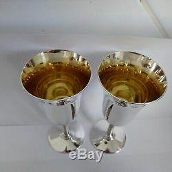 Vintage Solid Silver Boxed Pair Of Drinking Goblets Hm Birm 1974 Weight 149.8 Gr