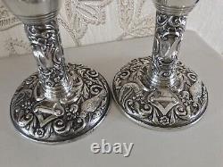 Vintage Solid Silver Pair Ornate Solid Silver Candlesticks Holders