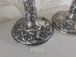 Vintage Solid Silver Pair Ornate Solid Silver Candlesticks Holders