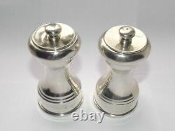 Vintage Solid Silver Sterling Pair Of Pepper Mills Hallmarked Birmingham 1974