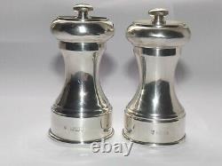 Vintage Solid Silver Sterling Pair Of Pepper Mills Hallmarked Birmingham 1974