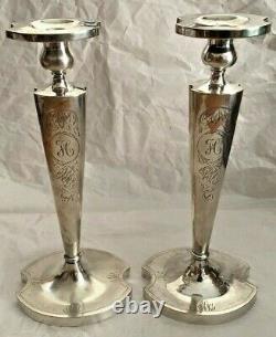 Vintage Solid Sterling Silver Candlesticks (initial H Engraved) (pair)