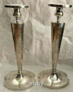 Vintage Solid Sterling Silver Candlesticks (initial H Engraved) (pair)