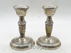 Vintage Solid Sterling Silver Pair Of Candlesticks Candle Holder Sticks