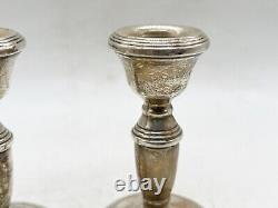 Vintage Solid Sterling Silver Pair Of Candlesticks Candle Holder Sticks