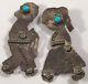 Vintage Southwestern Sterling Silver Turquoise Boy Girl Pin Brooch Pair