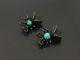 Vintage Southwestern Sterling Silver Turquoise Bug Pin Brooch Pair