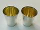 Vintage Soviet Russian Hand Etched Silver 875 Pair Of Vine & Vodka Cups