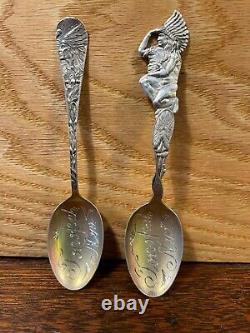 Vintage Sterling SOUVENIR SPOON TONOPAH NEV. Native American DEPICTION PAIR