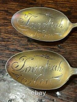 Vintage Sterling SOUVENIR SPOON TONOPAH NEV. Native American DEPICTION PAIR