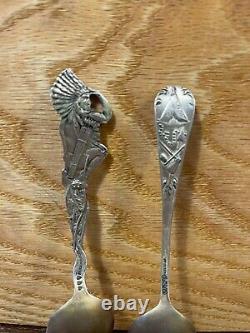 Vintage Sterling SOUVENIR SPOON TONOPAH NEV. Native American DEPICTION PAIR