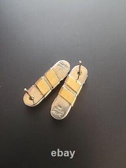 Vintage Sterling Silver & 18kg Cartier Pierced Earrings FREE SHIPPING