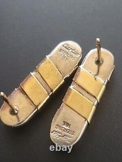 Vintage Sterling Silver & 18kg Cartier Pierced Earrings FREE SHIPPING