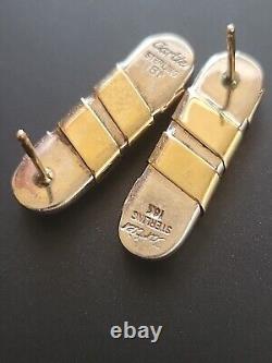 Vintage Sterling Silver & 18kg Cartier Pierced Earrings FREE SHIPPING