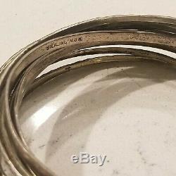 Vintage Sterling Silver 925 2 Pairs Mexico Earrings N & H 14 Bangle Bracelets