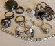 Vintage Sterling Silver 925 8 Rings 1 Pair Earrings Bracelet Onyx Necklace Lot