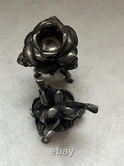 Vintage Sterling Silver 925 Cherub Angel Putti Rose Candle Holders Pair Fabulous