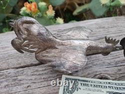 Vintage Sterling Silver 925 Fighting Roosters Pair