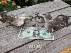 Vintage Sterling Silver 925 Fighting Roosters Pair