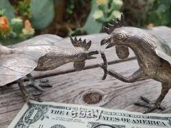 Vintage Sterling Silver 925 Fighting Roosters Pair