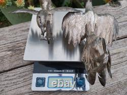 Vintage Sterling Silver 925 Fighting Roosters Pair