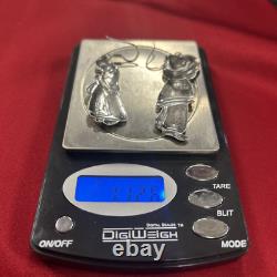 Vintage Sterling Silver 925 Mexico Man And Woman Couple Dangle Earrings