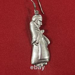 Vintage Sterling Silver 925 Mexico Man And Woman Couple Dangle Earrings