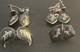 Vintage Sterling Silver 925 Siam Niello Enamel Earrings- Lot Of 4 Pairs