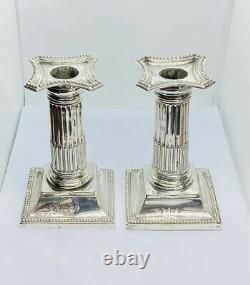 Vintage Sterling Silver A Pair Of Cangle Stick 542g 1902 Birmingham