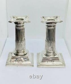 Vintage Sterling Silver A Pair Of Cangle Stick 542g 1902 Birmingham