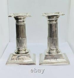 Vintage Sterling Silver A Pair Of Cangle Stick 542g 1902 Birmingham