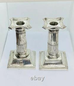 Vintage Sterling Silver A Pair Of Cangle Stick 542g 1902 Birmingham