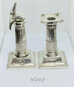 Vintage Sterling Silver A Pair Of Cangle Stick 542g 1902 Birmingham