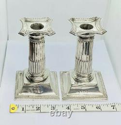 Vintage Sterling Silver A Pair Of Cangle Stick 542g 1902 Birmingham