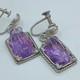 Vintage Sterling Silver Amethyst Gemstone Earrings Screwback Purple Frogs 8g