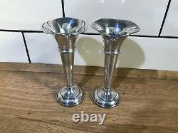 Vintage Sterling Silver Bud Vase Pair Birmingham 1971 190 Grams