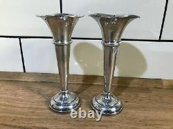 Vintage Sterling Silver Bud Vase Pair Birmingham 1971 190 Grams