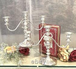 Vintage Sterling Silver Candelabras Twisted Branch 3 Arm Candle Holders Pair