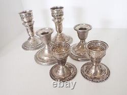 Vintage Sterling Silver Candle & Hurricane Holders 3 Pairs Douchin AMC Courtship