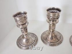 Vintage Sterling Silver Candle & Hurricane Holders 3 Pairs Douchin AMC Courtship