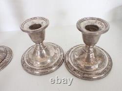 Vintage Sterling Silver Candle & Hurricane Holders 3 Pairs Douchin AMC Courtship