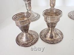 Vintage Sterling Silver Candle & Hurricane Holders 3 Pairs Douchin AMC Courtship