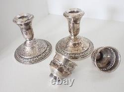 Vintage Sterling Silver Candle & Hurricane Holders 3 Pairs Douchin AMC Courtship