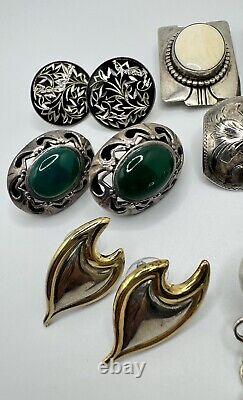Vintage Sterling Silver Chunky Earrings Collection Lot 6 Pairs 925