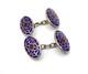 Vintage Sterling Silver Enamel Guilloche England H & V Hewett & Voller Cufflinks