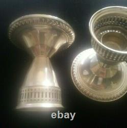 Vintage Sterling Silver Hurricane Lamps, Beautiful Pair, Duchin