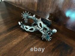 Vintage Sterling Silver Inlay Handmade Pierced Snake Spurs Maker Marked Egarcia