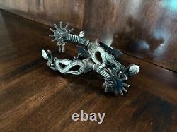Vintage Sterling Silver Inlay Handmade Pierced Snake Spurs Maker Marked Egarcia