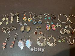 Vintage Sterling Silver LOT OF 27 Pairs Of EARRING
